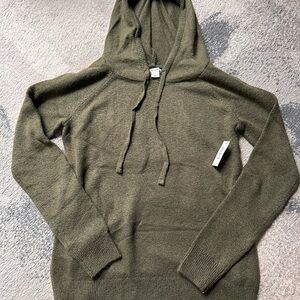 NWT Amazon Essentials Olive Green Hooded Knit Sweater